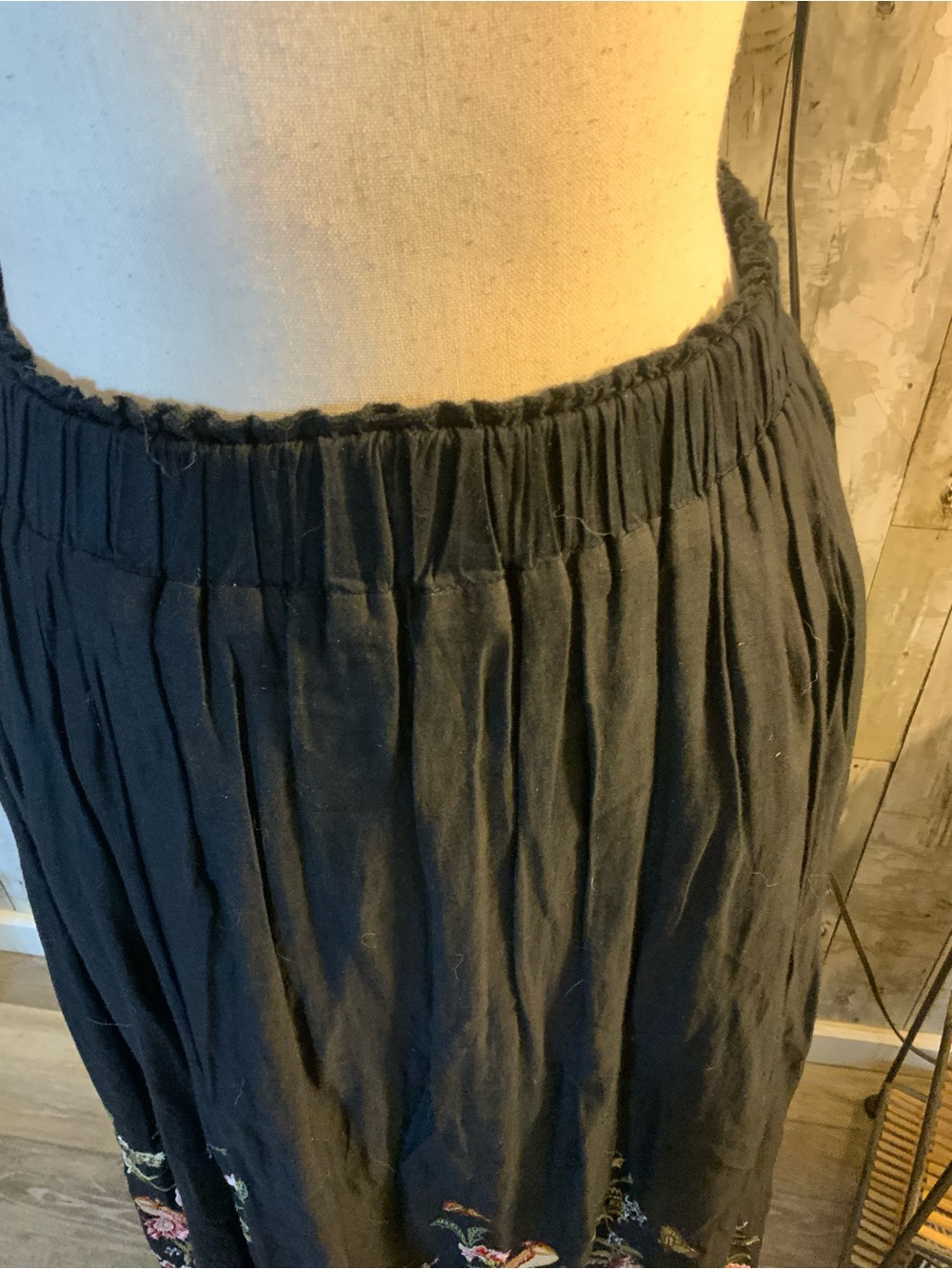 Sundance Black Maxi Skirt with Multicolor Floral & Bird Embroidery - Picture 3 of 5